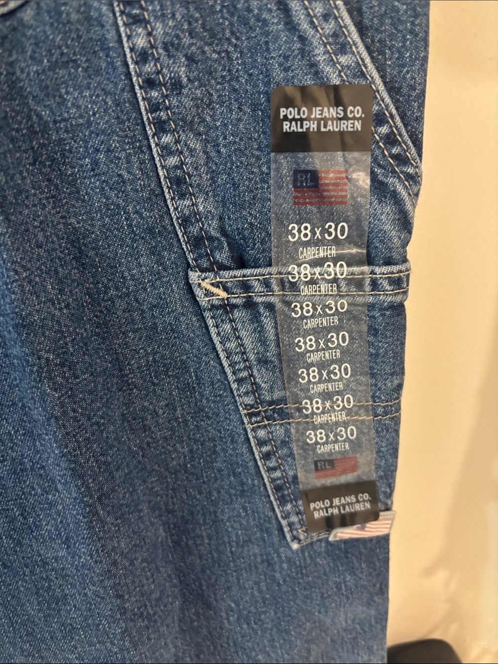 Vtg Polo Jeans Co Ralph Lauren New Carpenter Logo Patch Jeans,38x30 - Picture 3 of 7